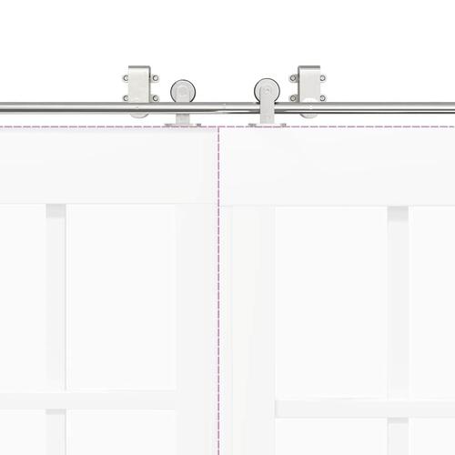 Hardwarekit til skydedør 200 cm rustfrit stål sølvfarvet