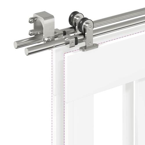 Hardwarekit til skydedør 200 cm rustfrit stål sølvfarvet