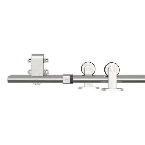 Hardwarekit til skydedør 200 cm rustfrit stål sølvfarvet