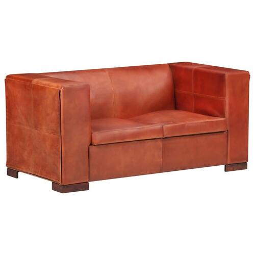 2-personers sofa ægte skind mørkebrun