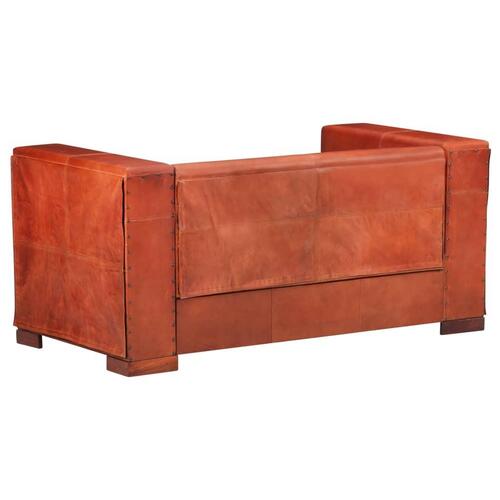 2-personers sofa ægte skind mørkebrun
