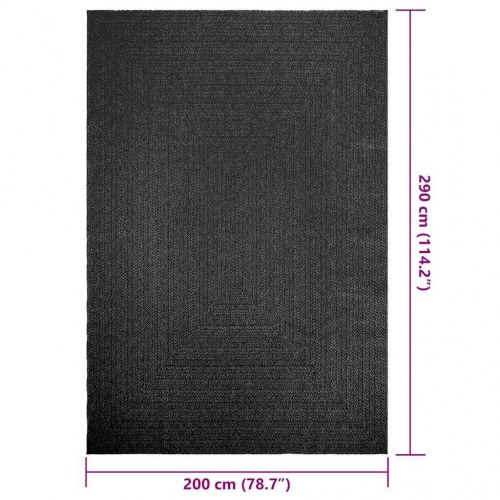 Gulvtæppe ZIZUR 200×290 cm - jute-look til inde/ude, antracitgrå