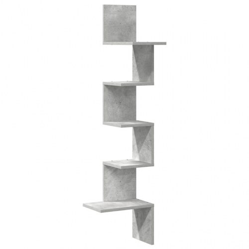 Væghylde hjørnemodel 32×32×127,5 cm - spånplade, betongrå