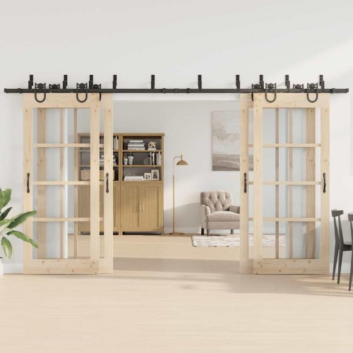 Skinnesæt til skydedør 400 cm stål sort