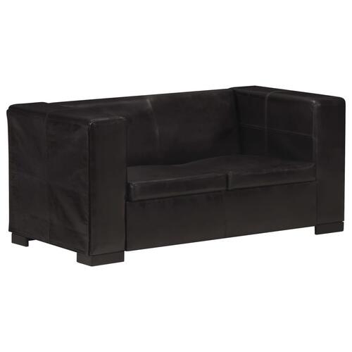 2-personers sofa ægte gedeskind sort