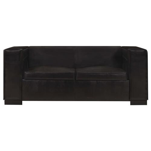 2-personers sofa ægte gedeskind sort
