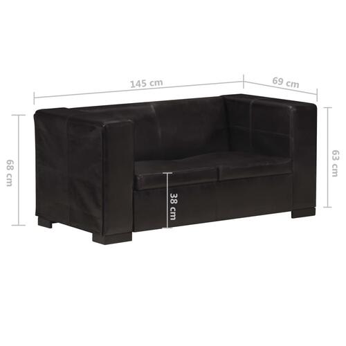 2-personers sofa ægte gedeskind sort