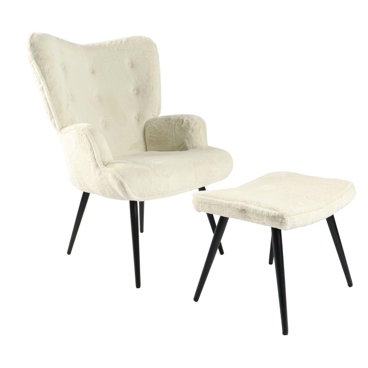 Lænestol Home Esprit Hvid Polyester Metal 72 X 74 X 97 Cm