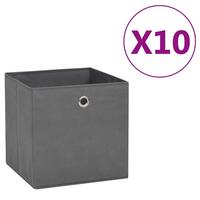 Opbevaringskasser 10 stk. ikke-vævet stof 28x28x28 cm grå