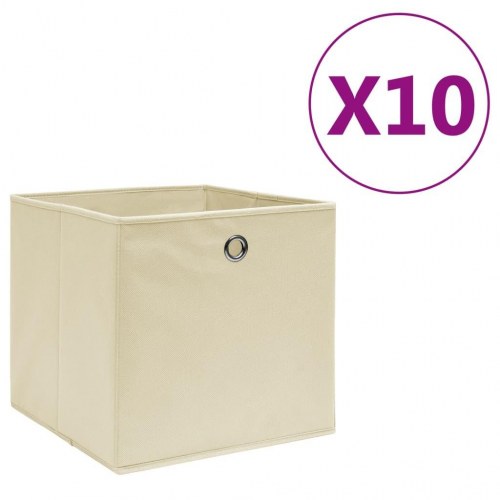 Opbevaringskasser 10 stk. 28 x 28 x 28 cm - creme