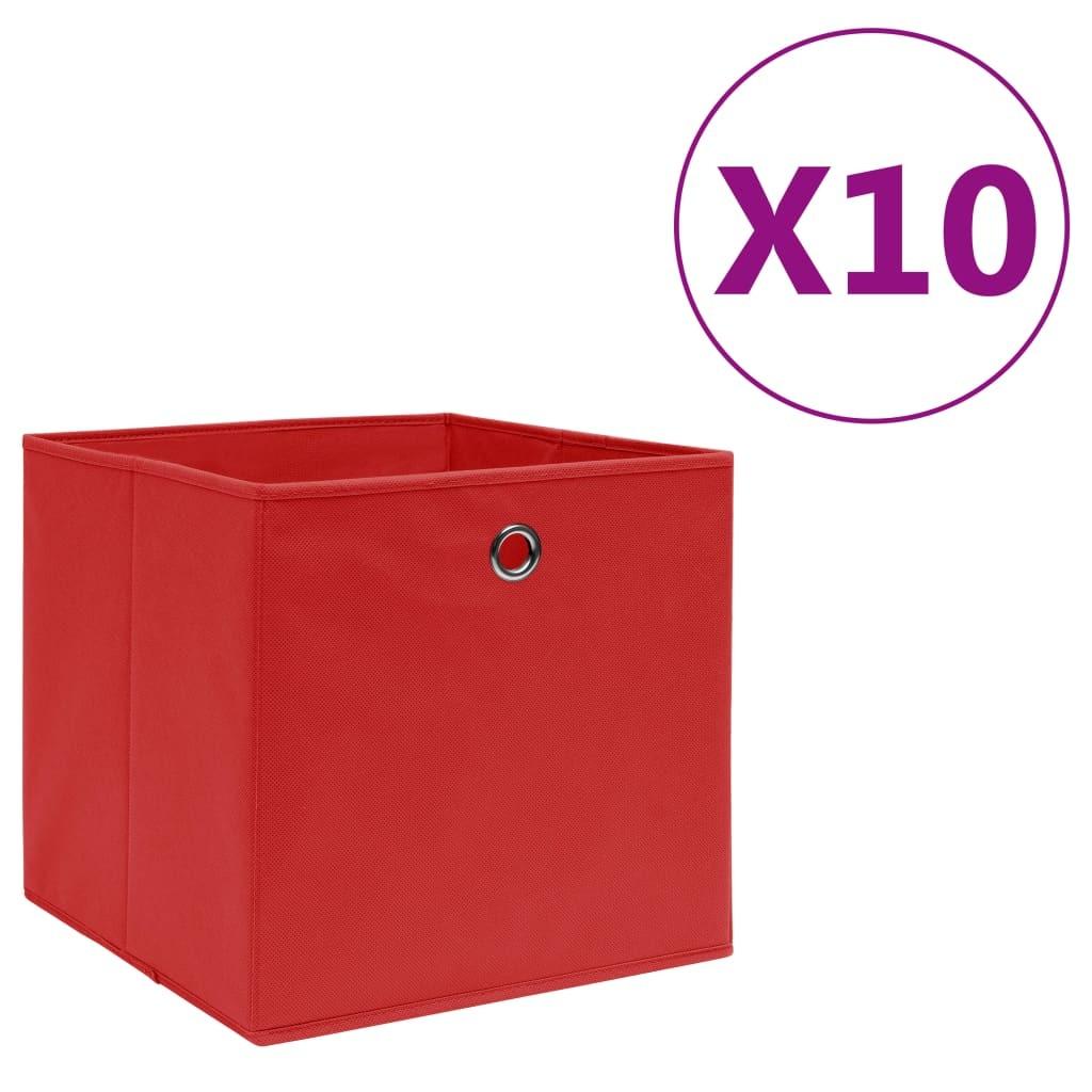 Opbevaringskasser 10 stk. ikke-vævet stof 28x28x28 cm rød