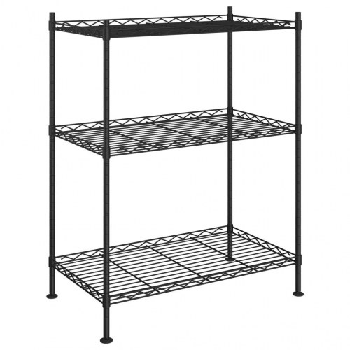 Opbevaringsstativ i tråd med 3 hylder 60×35×76 cm - sort, 150 kg