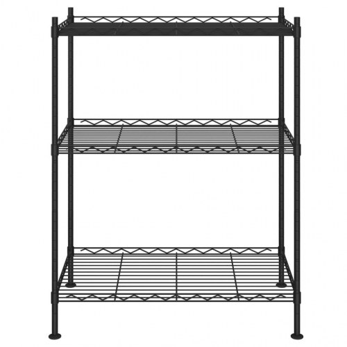Opbevaringsstativ i tråd med 3 hylder 60×35×76 cm - sort, 150 kg