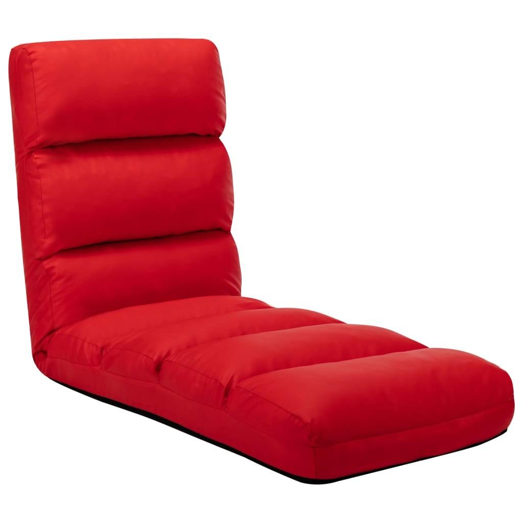 Foldbar gulvstol kunstlæder rød