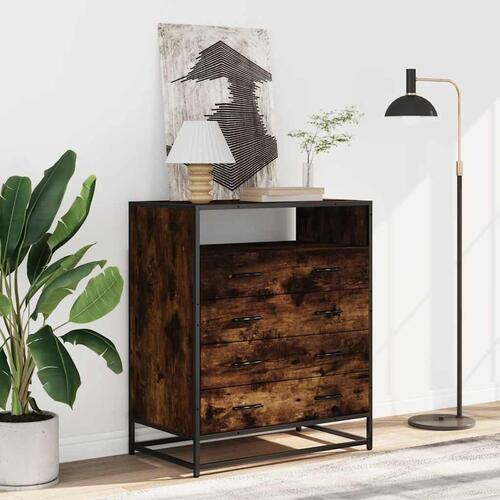 Kommode 70x41x70 cm konstrueret træ røget egetræsfarve