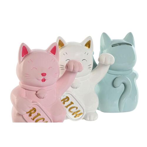 Sparegris Home ESPRIT Harpiks Kat 12 x 9,5 x 16 cm (3 enheder)