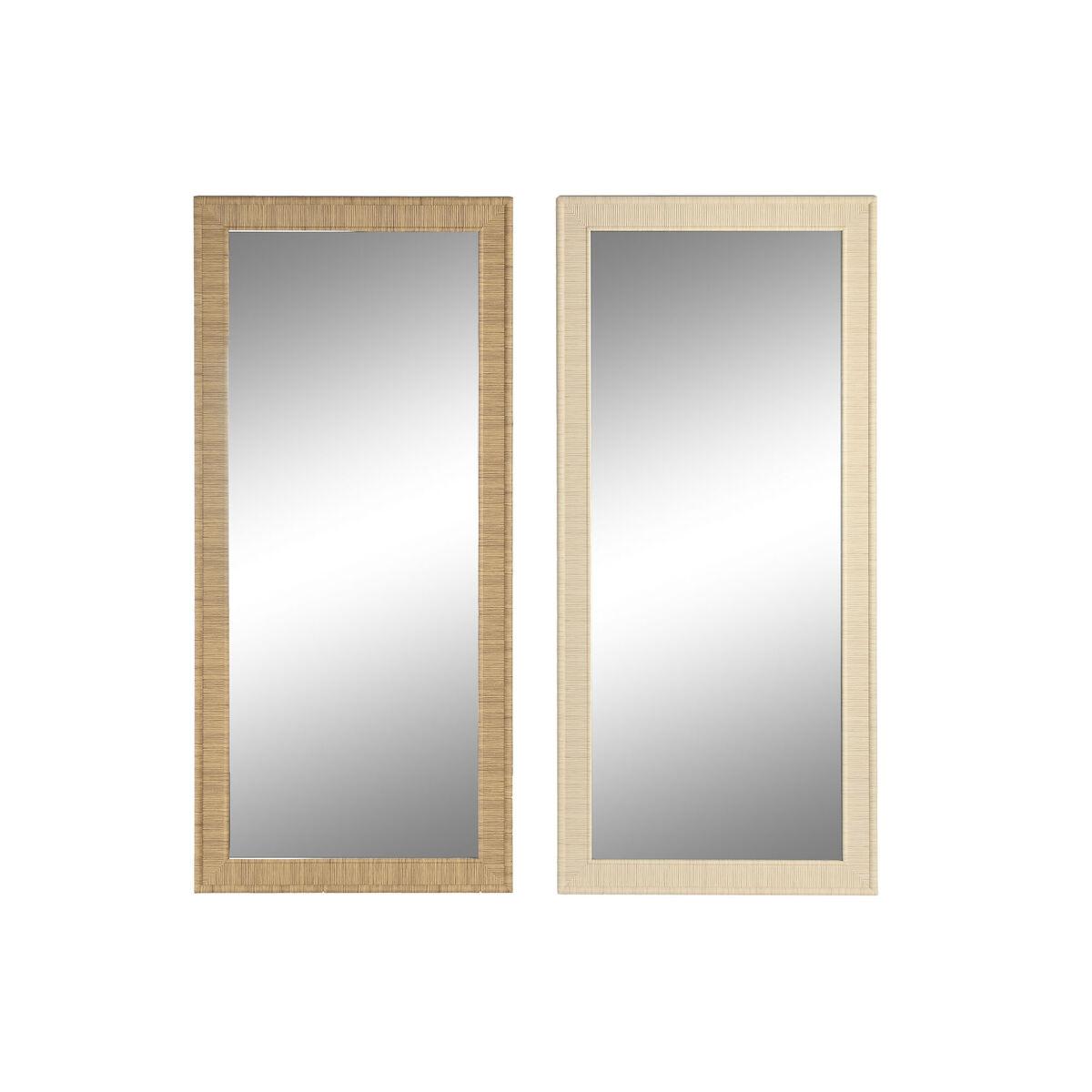 Vægspejl Home ESPRIT Beige Natur 74 X 2 X 162 cm (2 enheder)