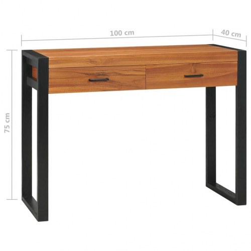 Skrivebord med 2 skuffer 100x40x75 cm teaktræ