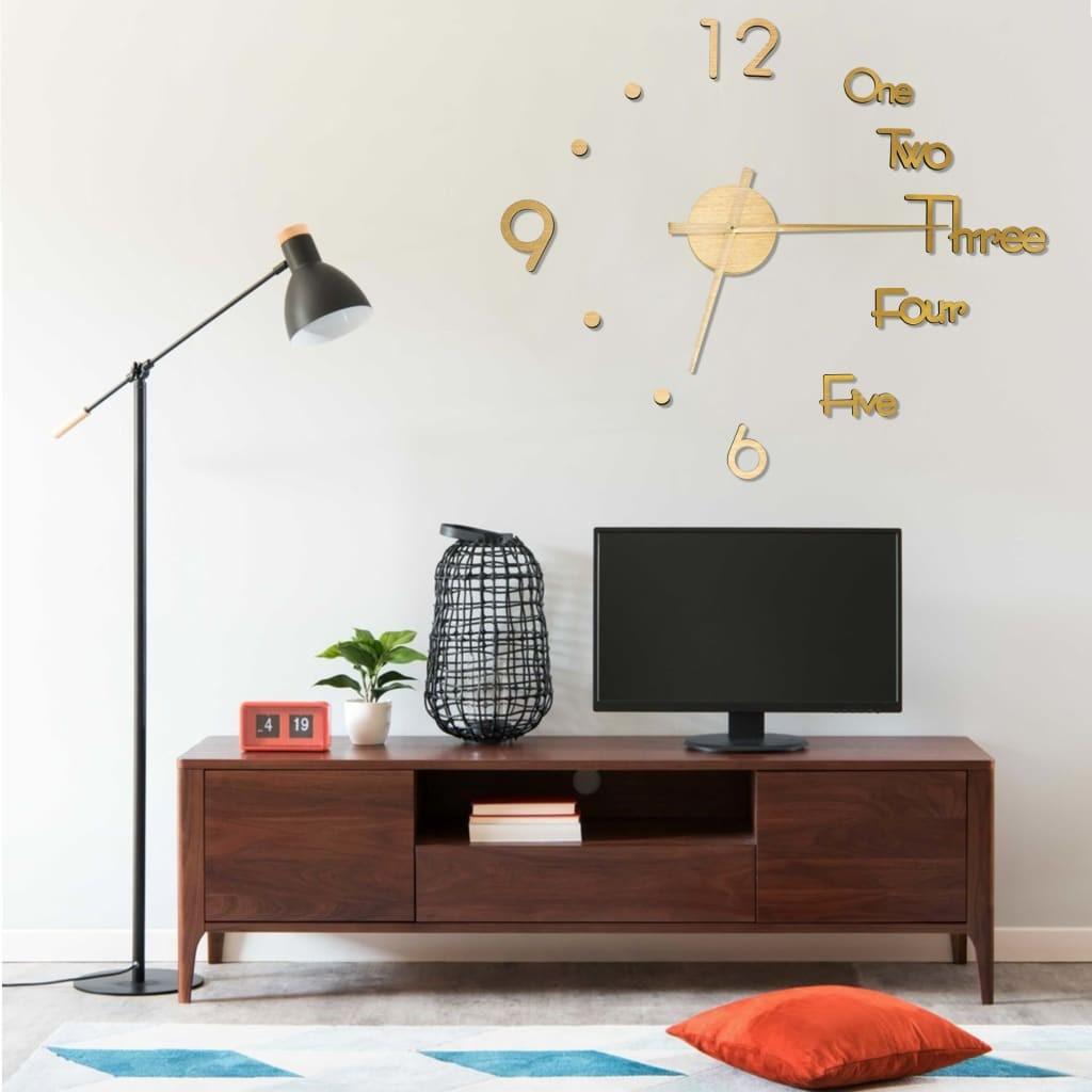 3d Vægur 100 Cm Moderne Design Guldfarvet