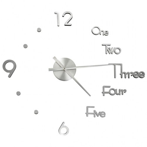 3D-vægur 100 cm moderne design XXL sølvfarvet