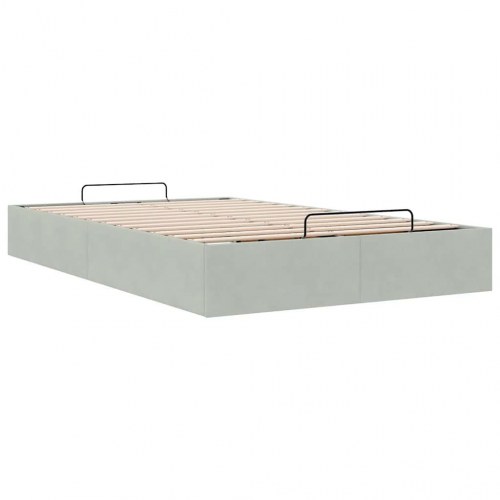Ottomansk sengeramme uden madras 120 x 200 cm - lysegrå fløjl