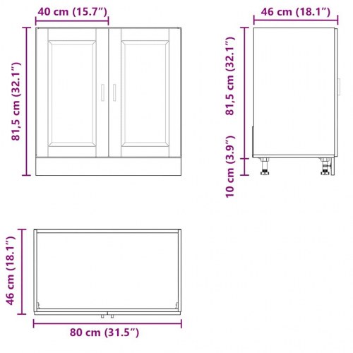 Underskab til vask Porto 80×46×81,5 cm - konstrueret træ, sort