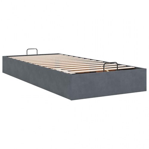 Ottomansk sengeramme 90 x 190 cm i fløjl - mørkegrå