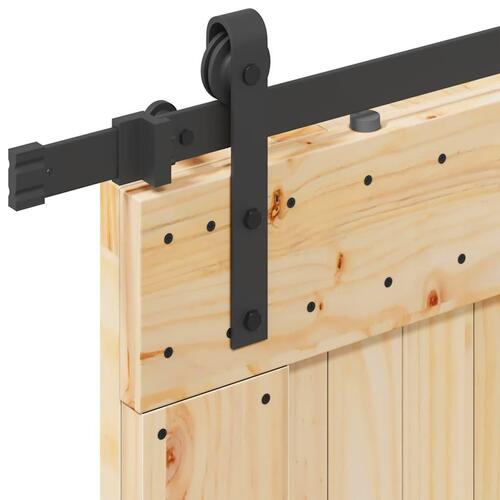 Skydedør med monteringssæt 90x210 cm massivt fyrretræ