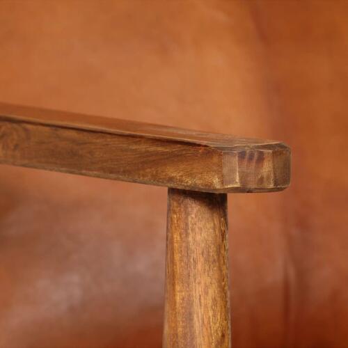 Lænestol ægte læder med akacietræ brun