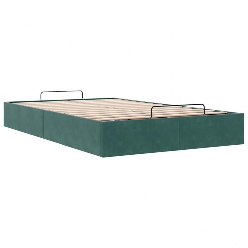 Sengeramme med opbevaring uden madras 120 x 190 cm i fløjl - mørkegrøn