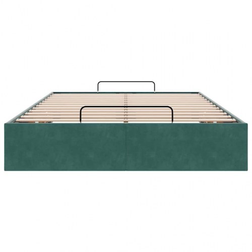 Sengeramme med opbevaring uden madras 120 x 190 cm i fløjl - mørkegrøn