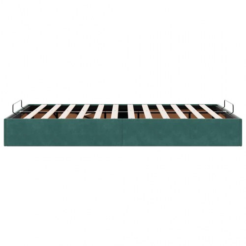 Sengeramme med opbevaring uden madras 120 x 190 cm i fløjl - mørkegrøn