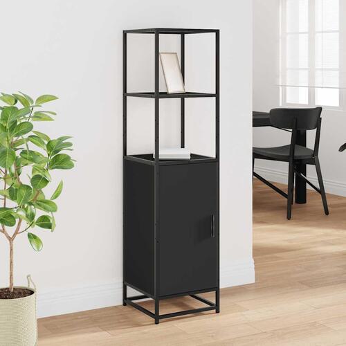 Skab 35,5x35x139 cm konstrueret træ og metal sort