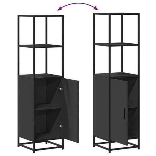 Skab 35,5x35x139 cm konstrueret træ og metal sort