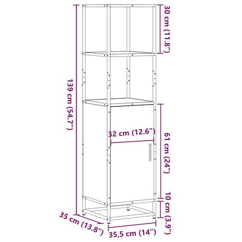 Skab 35,5x35x139 cm konstrueret træ og metal sort