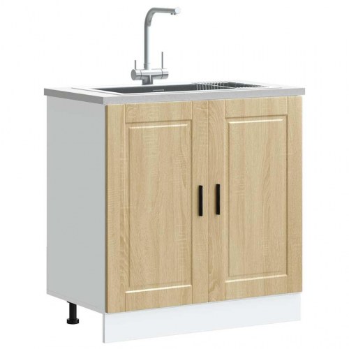 Underskab til vask Porto 80 × 46 × 81,5 cm - konstrueret træ i sonoma-eg