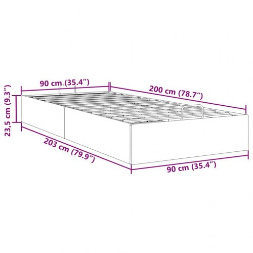 Sengeramme med opbevaring 90 x 200 cm i lyserød fløjl