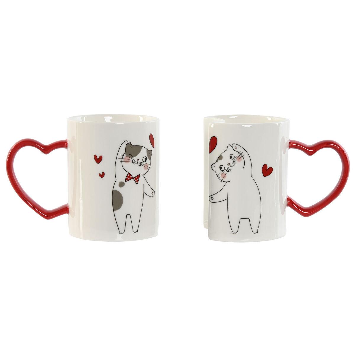 2 Dele Krussæt Home Esprit Love Hvid Rød Katte