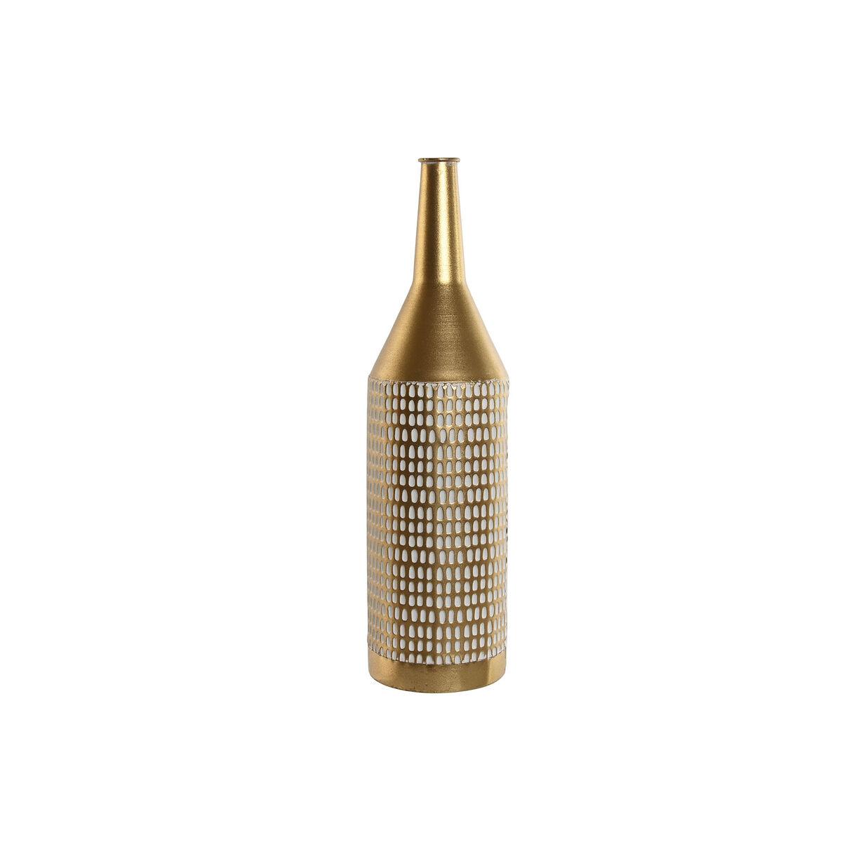 Vase - hvid/guld metal, moderne, 14,5 × 14,5 × 55,5 cm