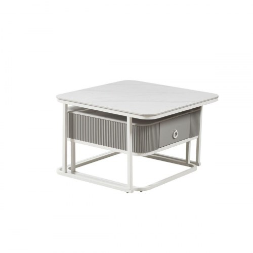 Sofabord - hvid, 70 × 70 × 45 cm