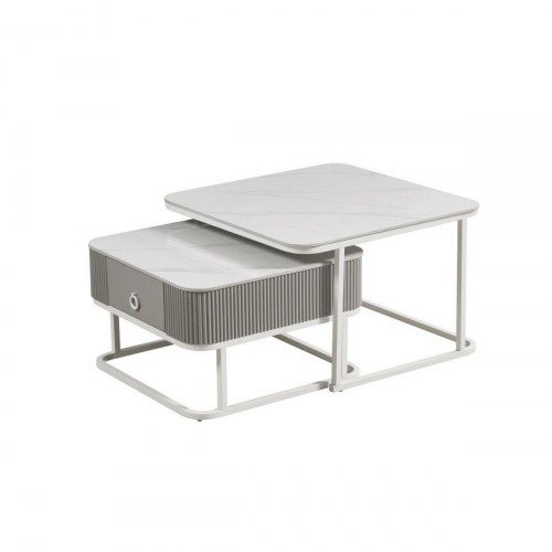 Sofabord - hvid, 70 × 70 × 45 cm