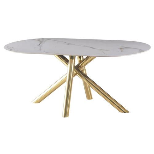 Spisebord Home ESPRIT Gylden Metal Keramik 180 x 90 x 75 cm