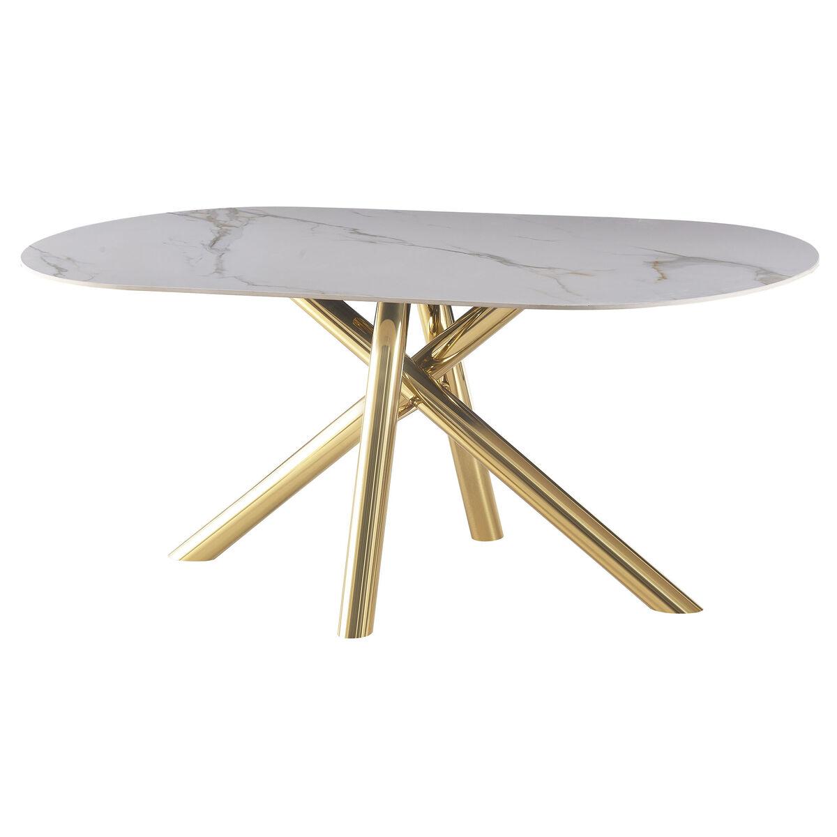 Spisebord Home ESPRIT Gylden Metal Keramik 180 x 90 x 75 cm