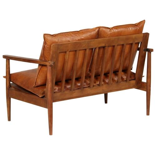 2-personers sofa ægte læder med akacietræ brun