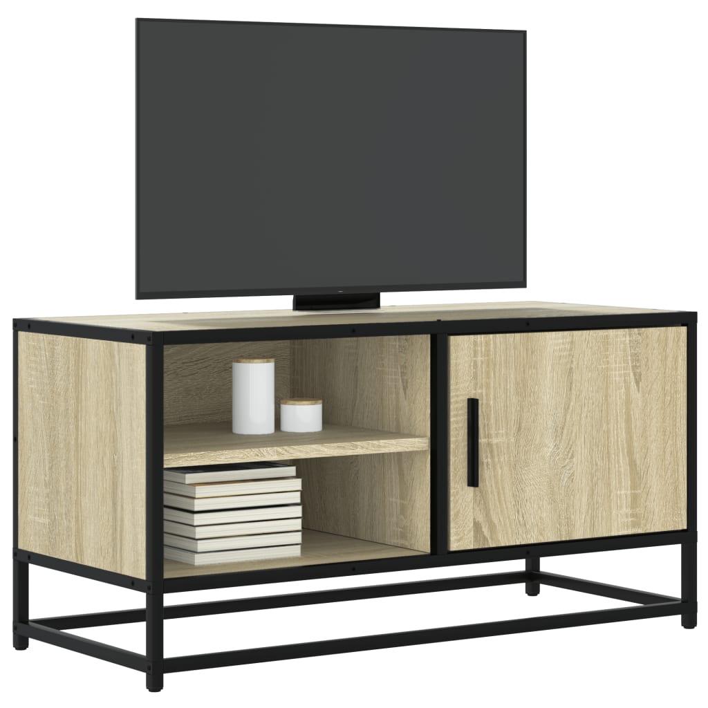 Tv-Bord 80X34,5X40 Cm Konstrueret Træ Og Metal - Sonoma-eg