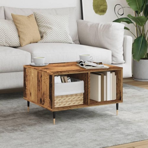 Sofabord med opbevaring 60×50×36,5 cm - antikt trælook
