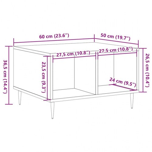 Sofabord med opbevaring 60×50×36,5 cm - antikt trælook