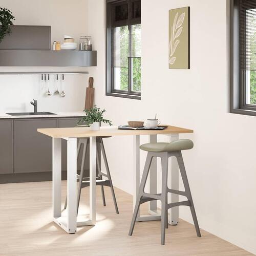 Barbordsben T-formet 2 stk 60x35x(90-91) cm stål hvid