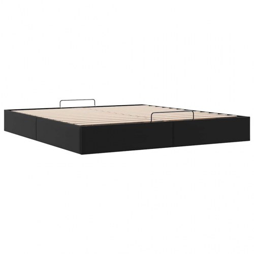 Sengeramme med opbevaring 180 x 200 cm i sort kunstlæder