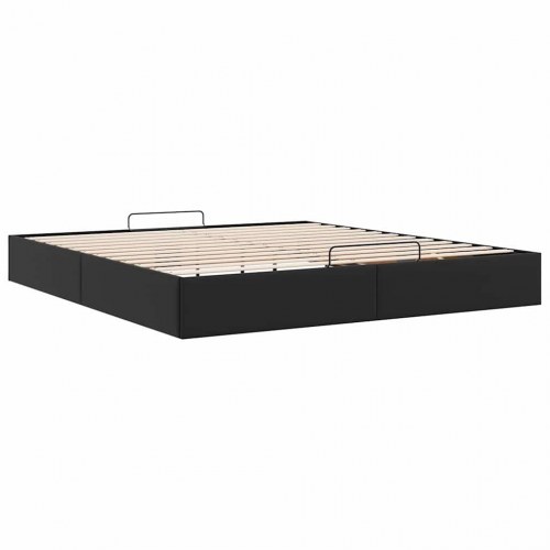 Sengeramme med opbevaring 180 x 200 cm i sort kunstlæder